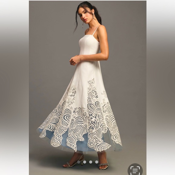 Anthropologie NWT Geisha Designs Cutwork A-Line Maxi Dress size L. - Picture 1 of 15